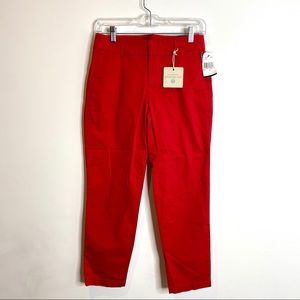 Kut From The Kloth Taylor Siena Cropped Trouser Pants Womens Sz 2 Scarlet Red